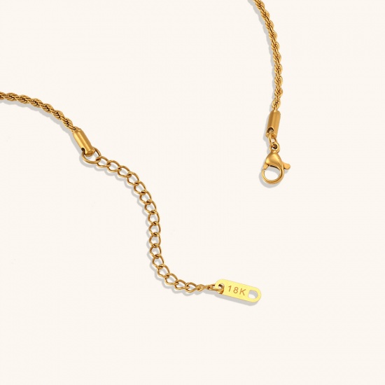 Picture of Eco-friendly Simple & Casual Cute 18K Real Gold Plated Stainless Steel & Cubic Zirconia Braided Rope Chain Bear Animal Pendant Necklace For Women