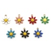 Bild von 304 Edelstahl Flora Kollektion Charms Vergoldet Blumen Doppelseitige Emaille 15mm x 13mm, 5 Stück