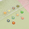 Bild von 304 Edelstahl Flora Kollektion Charms Silberfarbe Blumen Doppelseitige Emaille 10mm x 7mm, 10 Stück