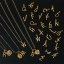Immagine di 304 Acciaio Inossidabile Charms Forma di Bambù 18K Oro Placcato Lettera Maiuscola Messaggio " A-Z " 1 Pz