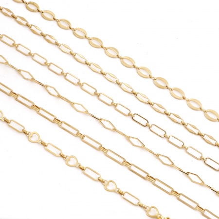 1 Piece (Approx 1 M/Roll) Vacuum Plating 304 Stainless Steel Link Chain For Handmade DIY Jewelry Making Findings 18K Gold Plated