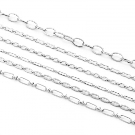 Eco-friendly 304 Stainless Steel Link Chain Silver Tone 1 Piece (Approx 1 M/Piece)