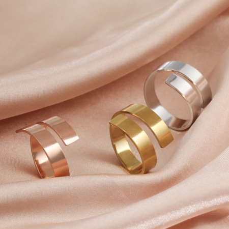 304 Stainless Steel Simple Open Adjustable Wrap Rings Multicolor Spiral Blank Stamping Tags 17mm(US Size 6.5)