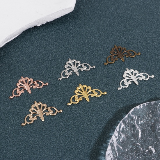 Picture of Brass Filigree Stamping Embellishments Triangle Fleur-De-Lis Multicolor 28mm x 16mm                                                                                                                                                                           