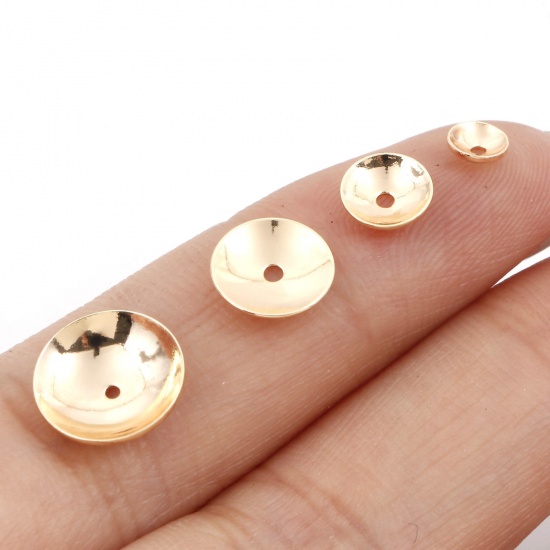 Picture of Brass Beads Caps Round 18K Real Gold Plated