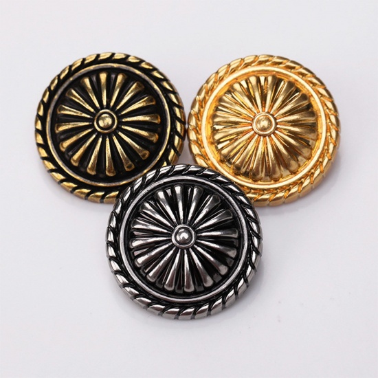 Picture of Alloy Metal Sewing Shank Buttons Single Hole Multicolor Round Flower
