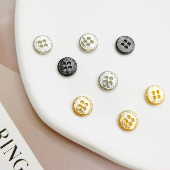 Picture of Alloy Metal Buttons 4 Holes Round 10mm Dia.