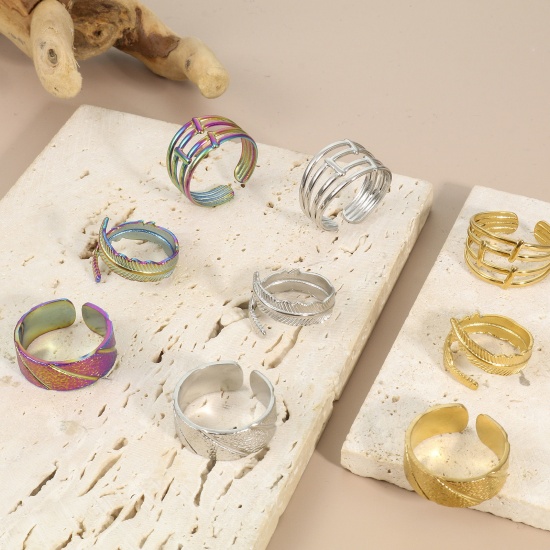 Bild von Umweltfreundlich 304 Edelstahl Offen Ring Bunt 2 Stück