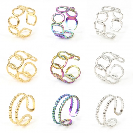 Respetuoso del Medio Ambiente 304 Acero Inoxidable Abierto Anillos Multicolor 2 Unidades