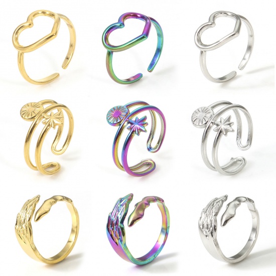 Immagine di Ecologico 304 Acciaio Inossidabile Aperto Anello Multicolore 2 Pz