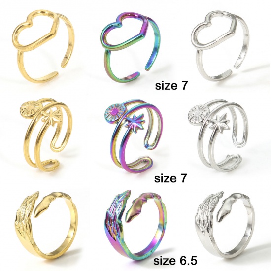Immagine di Ecologico 304 Acciaio Inossidabile Aperto Anello Multicolore 2 Pz