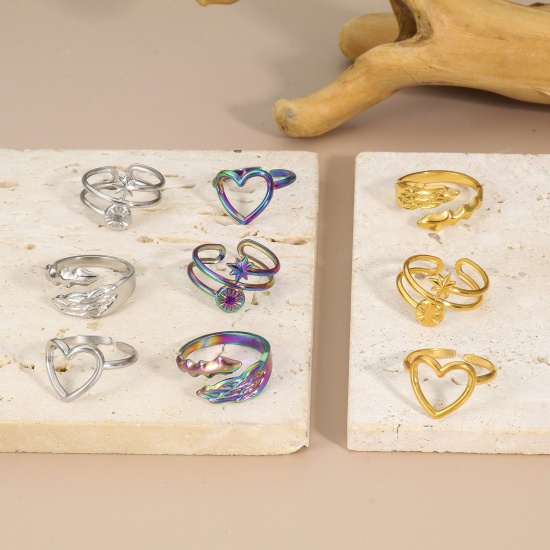 Immagine di Ecologico 304 Acciaio Inossidabile Aperto Anello Multicolore 2 Pz