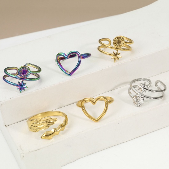 Immagine di Ecologico 304 Acciaio Inossidabile Aperto Anello Multicolore 2 Pz