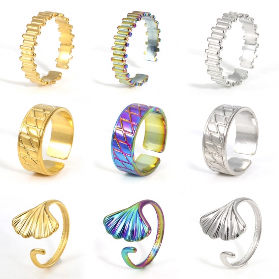 Imagen de Respetuoso del Medio Ambiente 304 Acero Inoxidable Abierto Anillos Multicolor 2 Unidades