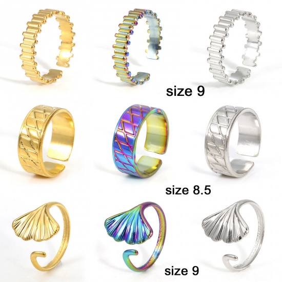 Imagen de Respetuoso del Medio Ambiente 304 Acero Inoxidable Abierto Anillos Multicolor 2 Unidades