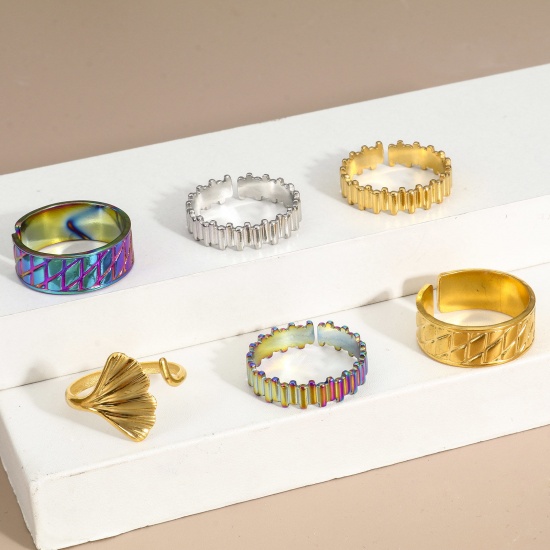 Imagen de Respetuoso del Medio Ambiente 304 Acero Inoxidable Abierto Anillos Multicolor 2 Unidades