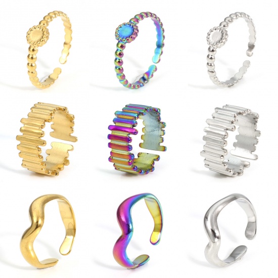 Picture of Eco-friendly 304 Stainless Steel Open Rings Multicolor