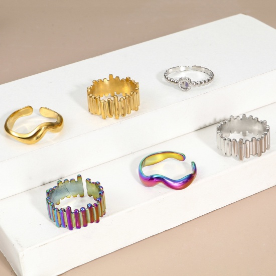 Picture of Eco-friendly 304 Stainless Steel Open Rings Multicolor