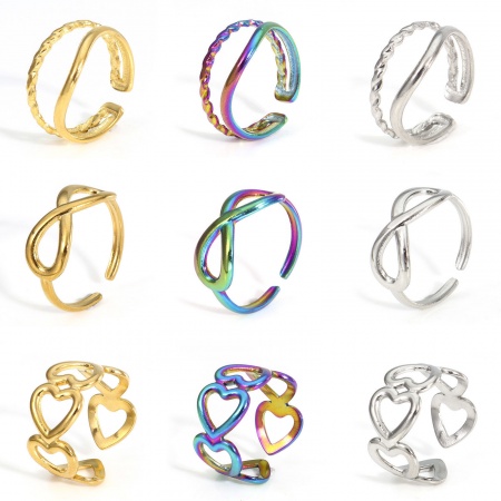 Eco-friendly 304 Stainless Steel Open Rings Multicolor