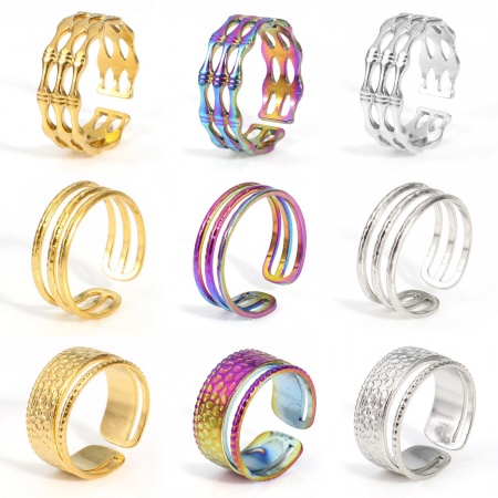 Respetuoso del Medio Ambiente 304 Acero Inoxidable Abierto Anillos Multicolor 2 Unidades
