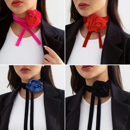 Velvet Stylish Statement Necklace Flower Multicolor