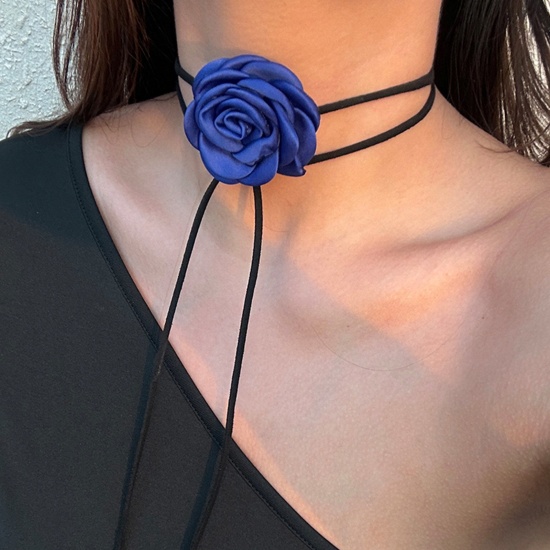 Picture of Velvet Stylish Statement Necklace Flower Multicolor