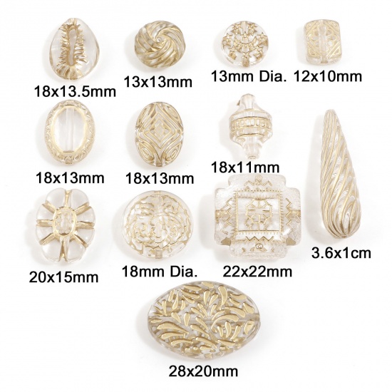 Picture of Acrylic Retro Beads For DIY Charm Jewelry Making Transparent Clear Carved Pattern