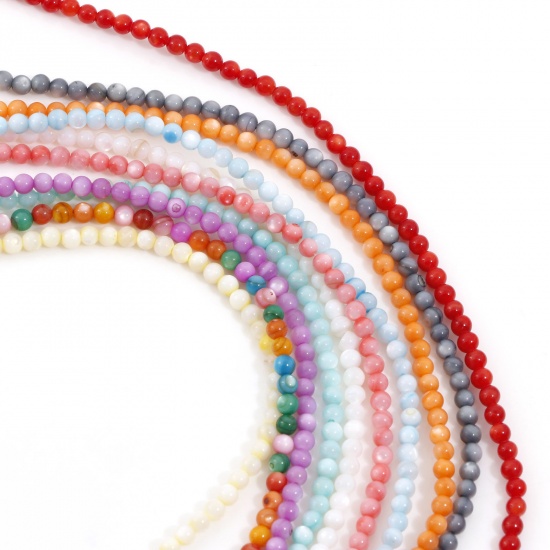 Image de Perles pour DIY Fabrication de Bijoux de Charme en Coquille Rond Multicolore 3mm Dia, Taille de Trou: 0.4mm, 1 Enfilade
