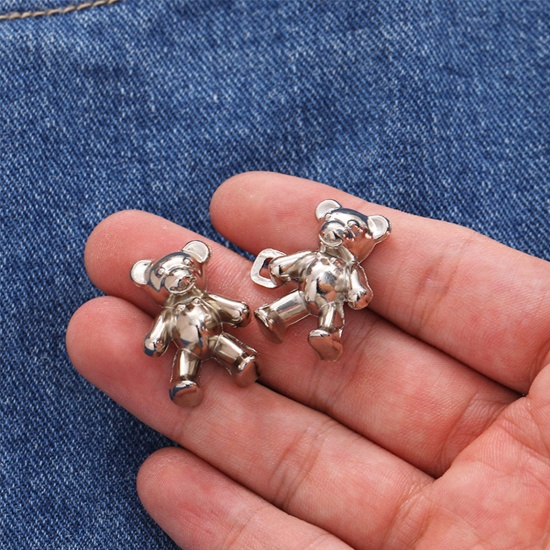Picture of Cute Detachable Tighten Waist Clasp Button Pins For Jean Pants Bear Animal Multicolor Painted