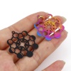合金 透かしパーツ フィリグリースタンピング 宇宙銀河シリーズ ペンダント 星 多色 月食彫刻 3.2cm x 3cm、 10 個 の画像