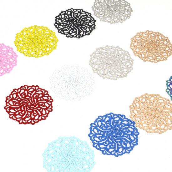 Immagine di Lega di Ferro Filigree Stamping Connettore Accessori Fiore Multicolore 3.4cm x 3.3cm, 5 Pz