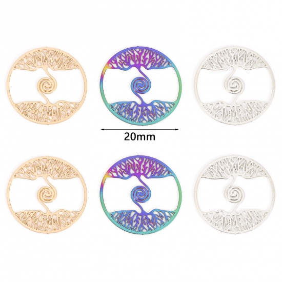 Image de Connecteurs Estampe en Filigrane en Alliage de Fer Rond Multicolore Spiral 20mm Dia, 10 Pcs