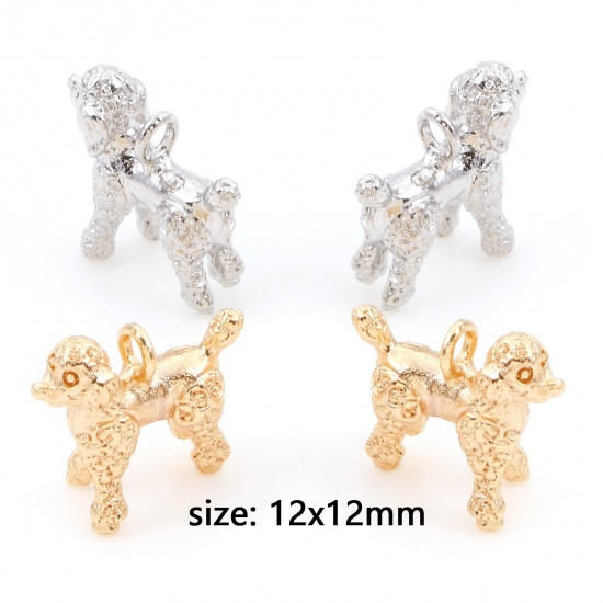 Picture of Brass Charms Real Gold Plated Dog Animal 3D 12mm x 12mm