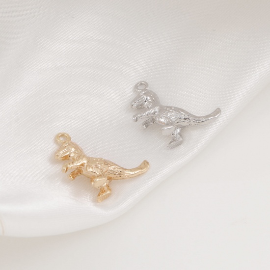 Picture of Brass Charms Real Gold Plated Dinosaur Animal 3D 16mm x 16mm                                                                                                                                                                                                  