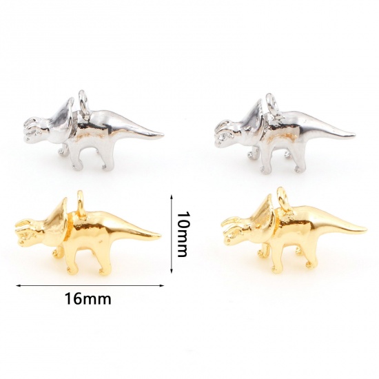 Picture of Brass Charms Real Gold Plated Dinosaur Animal 3D 16mm x 10mm