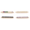 真鍮 コネクター ペンダント チャーム 金メッキ ストライプ マイクロパヴェ 多色ジルコン 24mm x 2mm、 1 個 の画像