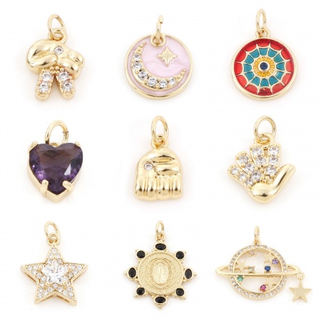 Brass Charms Gold Plated Gold Plated Pentagram Star Jesus