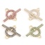 Immagine di Ottone Pendenti Charms Connettori Oro Placcato striscia Anello Micro Spianare Multicolore Cubic Zirconiae 3cm x 2.3cm, 1 Pz