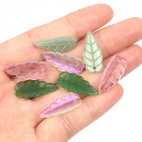 Picture of Lampwork Glass Charms Multicolor Leaf Leaf