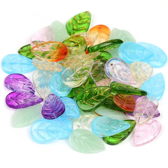 Picture of Lampwork Glass Charms Multicolor Leaf Leaf