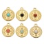 Picture of Eco-friendly Vacuum Plating 304 Stainless Steel & Gemstone Boho Chic Bohemia Charms 18K Gold Plated Multicolor Round Disc Compass 18mm Dia.