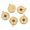 Picture of Eco-friendly Vacuum Plating 304 Stainless Steel & Gemstone Boho Chic Bohemia Charms 18K Gold Plated Multicolor Round Disc Compass 18mm Dia.