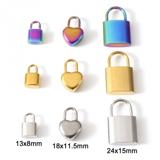 Picture of Eco-friendly Vacuum Plating 304 Stainless Steel Charms Multicolor Lock