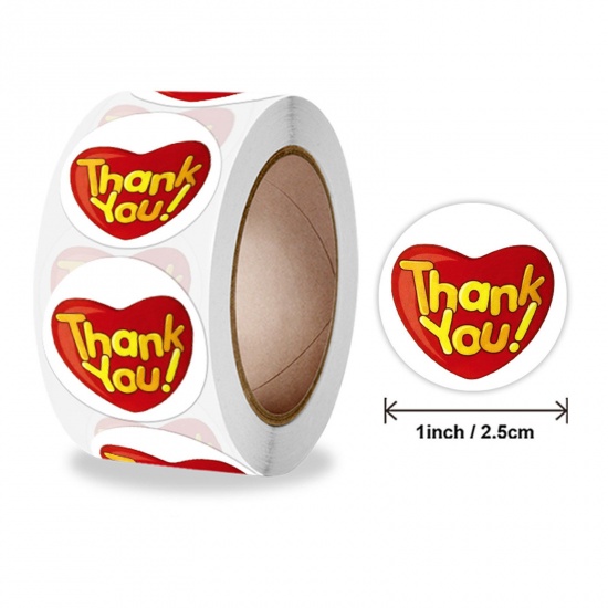 Picture of Art Paper DIY Scrapbook Deco Stickers Multicolor Round Message " THANK YOU " 25mm Dia.