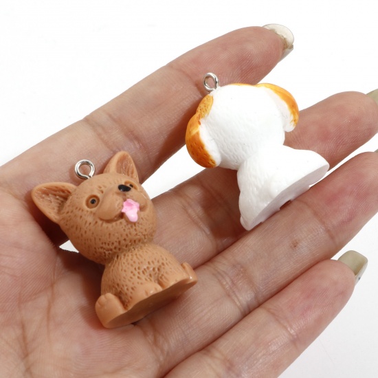 Picture of Resin Cute Pendants Dog Animal Multicolor 3D