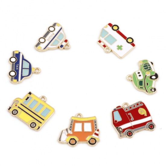 Picture of Zinc Based Alloy Transport Charms Gold Plated Multicolor Car Enamel