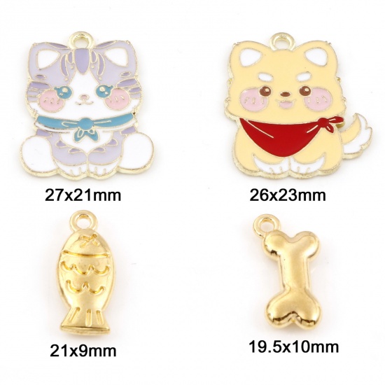 Picture of Zinc Based Alloy Pendants Gold Plated Multicolor Dog Animal Cat Enamel