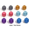 Изображение Силикон Бисер для изготовления ювелирных украшений "Сделай сам С одним отверстием Куб, Разноцветный Металлический Шлифованный 14мм x 14мм, Отверстие:примерно 2.2мм, 10 ШТ