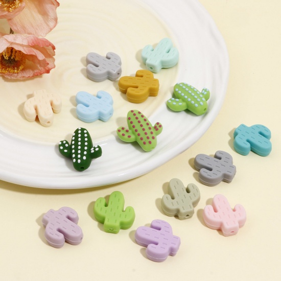 Immagine di Silicone Separatori Perline per la Creazione di Gioielli con Ciondoli Fai-da-te Single hole Cactus Multicolore 5 Pz