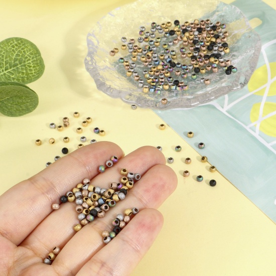 Immagine di Ecologico 201 Acciaio Inossidabile Perline per la Creazione di Gioielli con Ciondoli Fai-da-te Tondo Multicolore Polvere di Stelle 3mm Dia., 10 Pz
